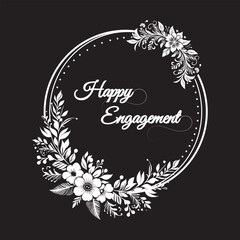 floral frame elements for text decoration in black and white flat style