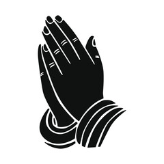 Praying hands, simple black and white illustration