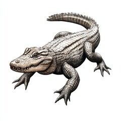 Fototapeta premium A detailed illustration of a crocodile showcasing its textured skin and distinct features.