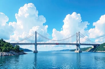 suspension bridge in the clouds in the sky