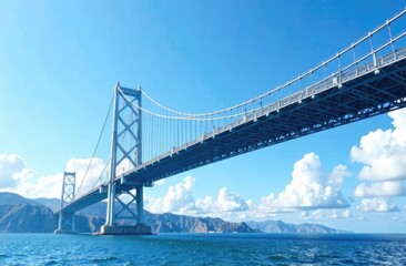 suspension bridge in the clouds in the sky