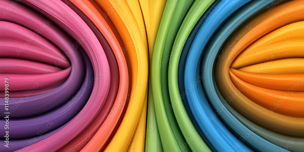 Aufkleber abstract rainbow swirls, vibrant colorful background of intertwined curving lines, creating a dynami