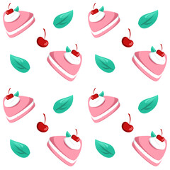 seamless pattern cake with cherry