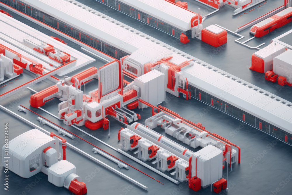 Poster automated warehouse 3d rendering image