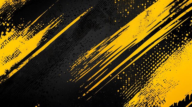 Abstract yellow brush strokes on dark.