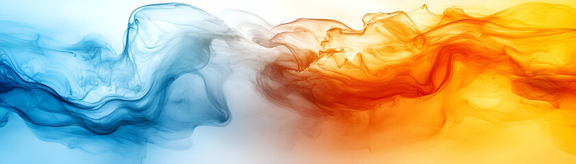 Abstract Blue and Orange Ink Swirls, Dynamic Fluid Art, Colors Intertwine and Dance Gracefully Across the Canvas, Evoking Feelings of Serenity and Energy.