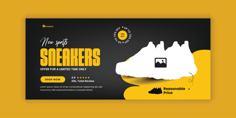Fototapeta premium Exclusive Collection of Social Media Cover Templates and Men's Sneakers Online Marketing Facebook Cover Photo Designs