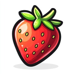 Obraz premium Single red strawberry illustration.