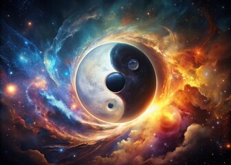 Surreal Yin Yang Photography: Abstract Balance, Dark Light, Cosmic Energy, Mystical Symbol, Spiritual Art