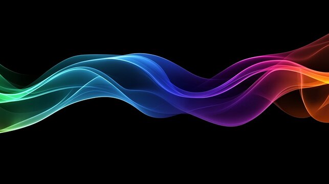 Colorful waves on black background.
