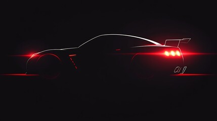 Car silhouette with red lights.