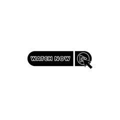 Cursor click with watch now button icon. Watch now video play button icon vector