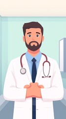 Fototapeta premium Serious doctor in clinic portrait