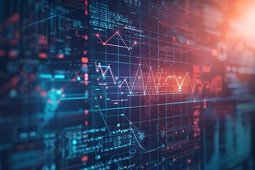 Zoomed in heartbeat line seamlessly merging with digital code representing smart heart health solutions, Email marketing concept with a scheme of direct sales in business, digital communication 
