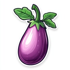 Cartoon illustration of a single purple eggplant. (1)