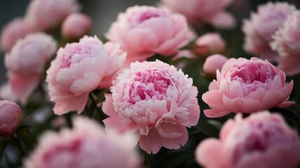Fototapeta premium Delicate Pink Peonies Blooming in a Garden