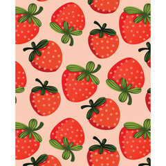 Pink pattern with strawberries. Strawberries. Vector graphics in flat style