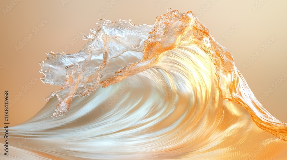 Poster dynamic orange gradient waves in high-resolution textures abstract art digital environment vibrant v