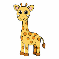 Minimal Cartoon Giraffe Vector Art.