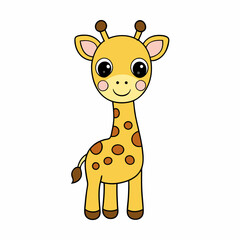 Minimal Cartoon Giraffe Vector Art.