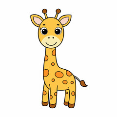 Minimal Cartoon Giraffe Vector Art.