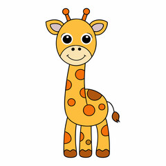 Minimal Cartoon Giraffe Vector Art.