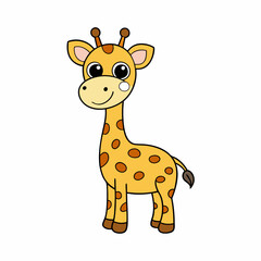 Naklejka premium Minimal Cartoon Giraffe Vector Art.