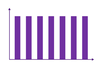 A minimalist-style bar chart with equal-height purple bars against a white backdrop symbolizes consistency and stability. For business themes.
