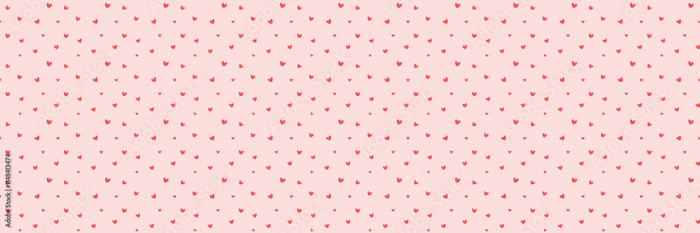 Aufkleber minimalist heart pattern on soft pink background valentines day seamless pattern long horizontal web