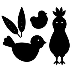 Carrots, Chicks, and Chocolate Bliss vector silhouette
