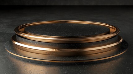 A stunning, circular copper frame on a textured surface, ideal for showcasing artwork or product placement.