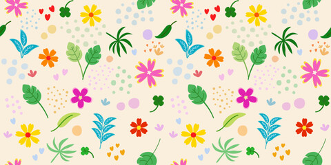  seamless pattern with hand drawn  flowers. colorful