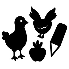 Carrots, Chicks, and Chocolate Bliss vector silhouette