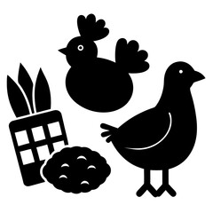 Carrots, Chicks, and Chocolate Bliss vector silhouette