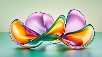 Fototapeta premium Abstract Colorful Glass Sculpture Iridescent Petals