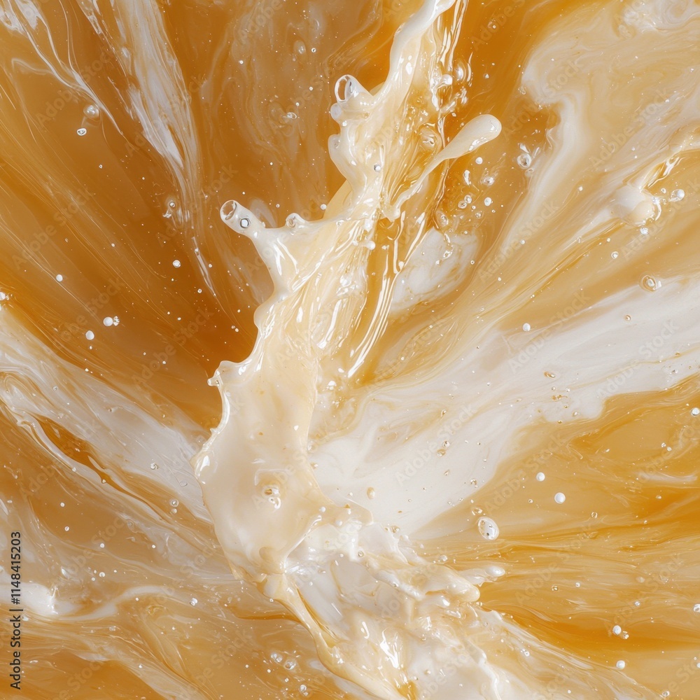 Poster dynamic orange splatter texture high-resolution image abstract art studio setting close-up view visu