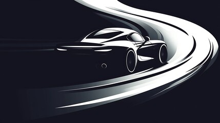 Fototapeta premium Car speeds on winding road.