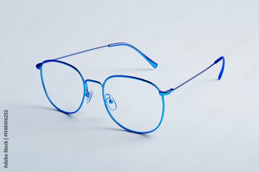 Poster a clean, minimalist wireframe glasses design placed on a gradient white-to-gray background