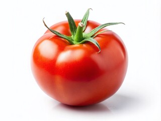 Tilt-Shift Photography: Isolated Fresh Tomato, Full Depth of Field, Clipping Path - Stock Photo