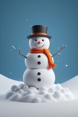 there is a snowman with a hat and scarf on it
