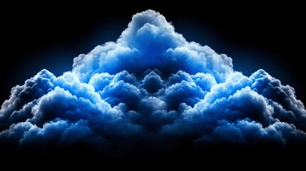 Naklejka premium Majestic Night Cloudscape Symmetrical Blue Clouds Against a Black Sky