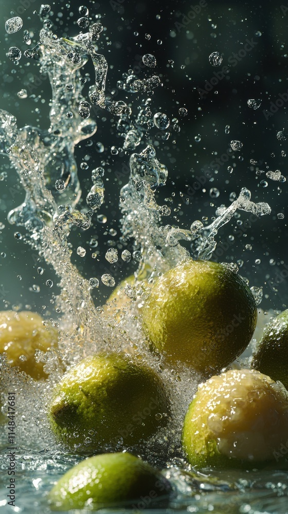 Aufkleber refreshing lime juice splash natural setting high-resolution textures close-up view culinary delight