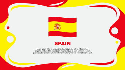 Spain Flag Abstract Background Flat Design Template. Spain Independence Day Banner Wallpaper Vector Illustration. Spain Flag