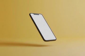 mobile phone Mock-Up on yellow background. minimal idea concept, 3D Render.