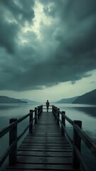 Fototapeta premium Serene Bridge Over Turbulent Waters