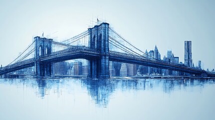 Urban elements complement the futuristic blueprint of a sleek architecture bridge wallpaper image