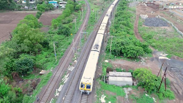 Drone captures mumbai local train on tracks