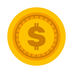Dollar Currency coin vector design on white background, Isolated Money symbol in Flat style, Investing, Banking and Business graphic elements, Economy Infographic.