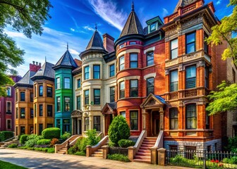 Fototapeta premium Uptown Chicago Residential Architecture: Luxury Apartments, Historic Brownstones, Modern Condos