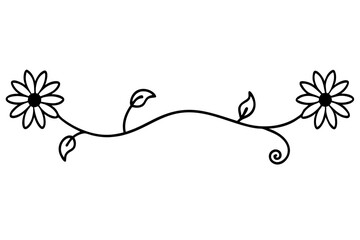 Floral Border Element with Daisies and Vines - Vector Design